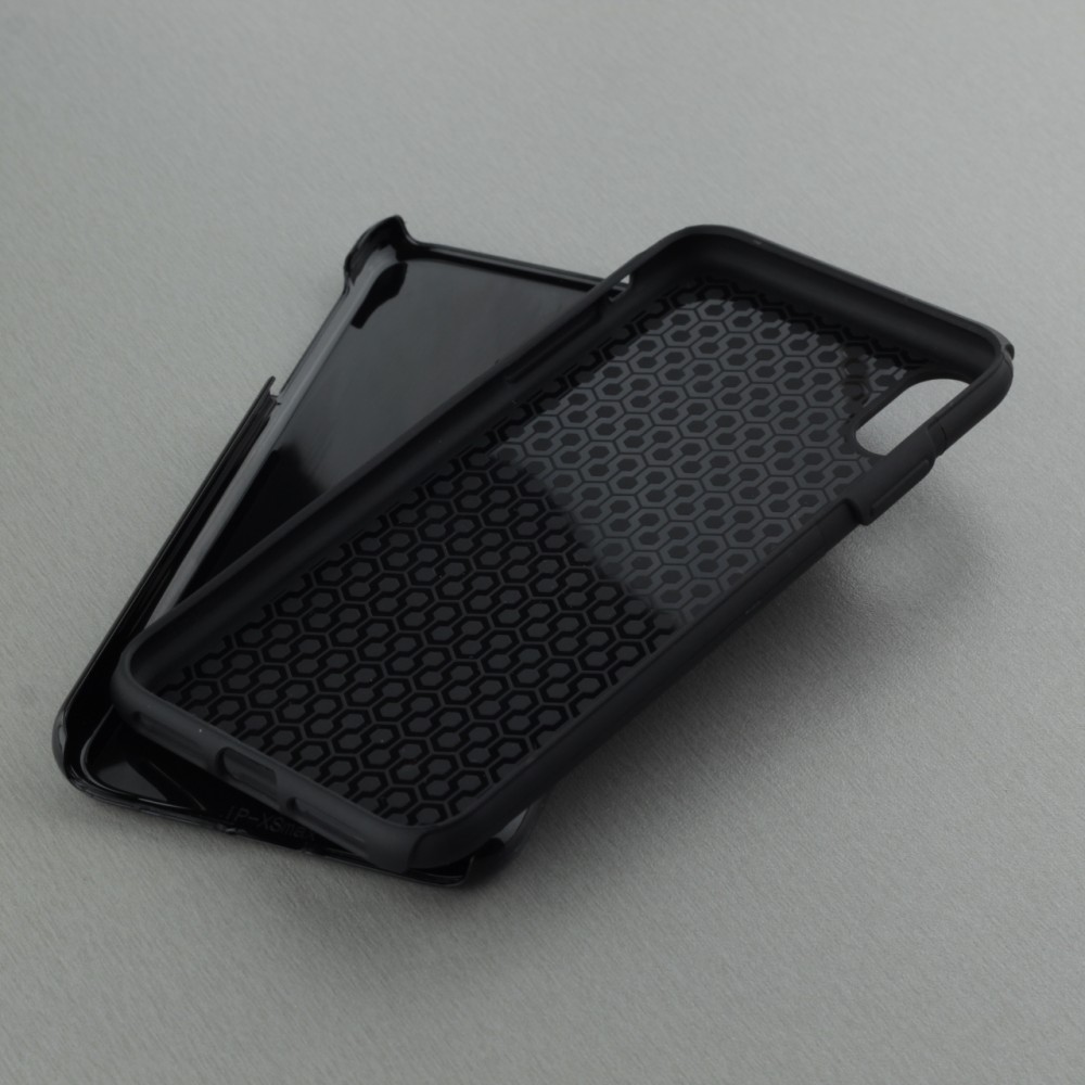 Coque iPhone Xs Max - Hybrid Armor noir Turtles lines on black