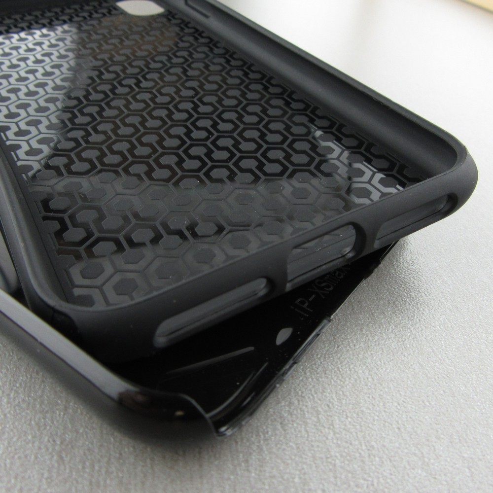Coque iPhone Xs Max - Hybrid Armor noir Turtles lines on black