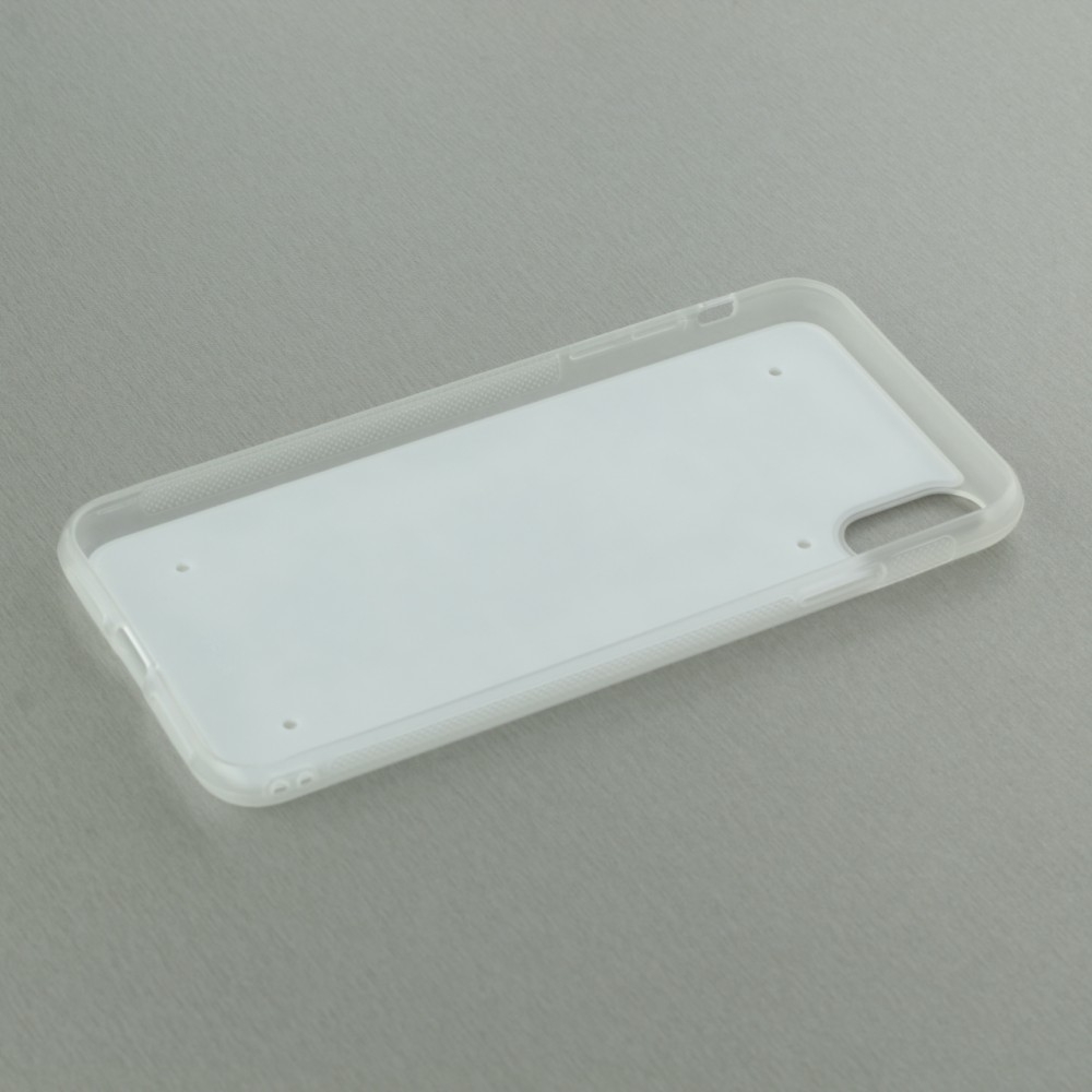 Coque iPhone Xs Max - Silicone rigide transparent Flat Blue Waves