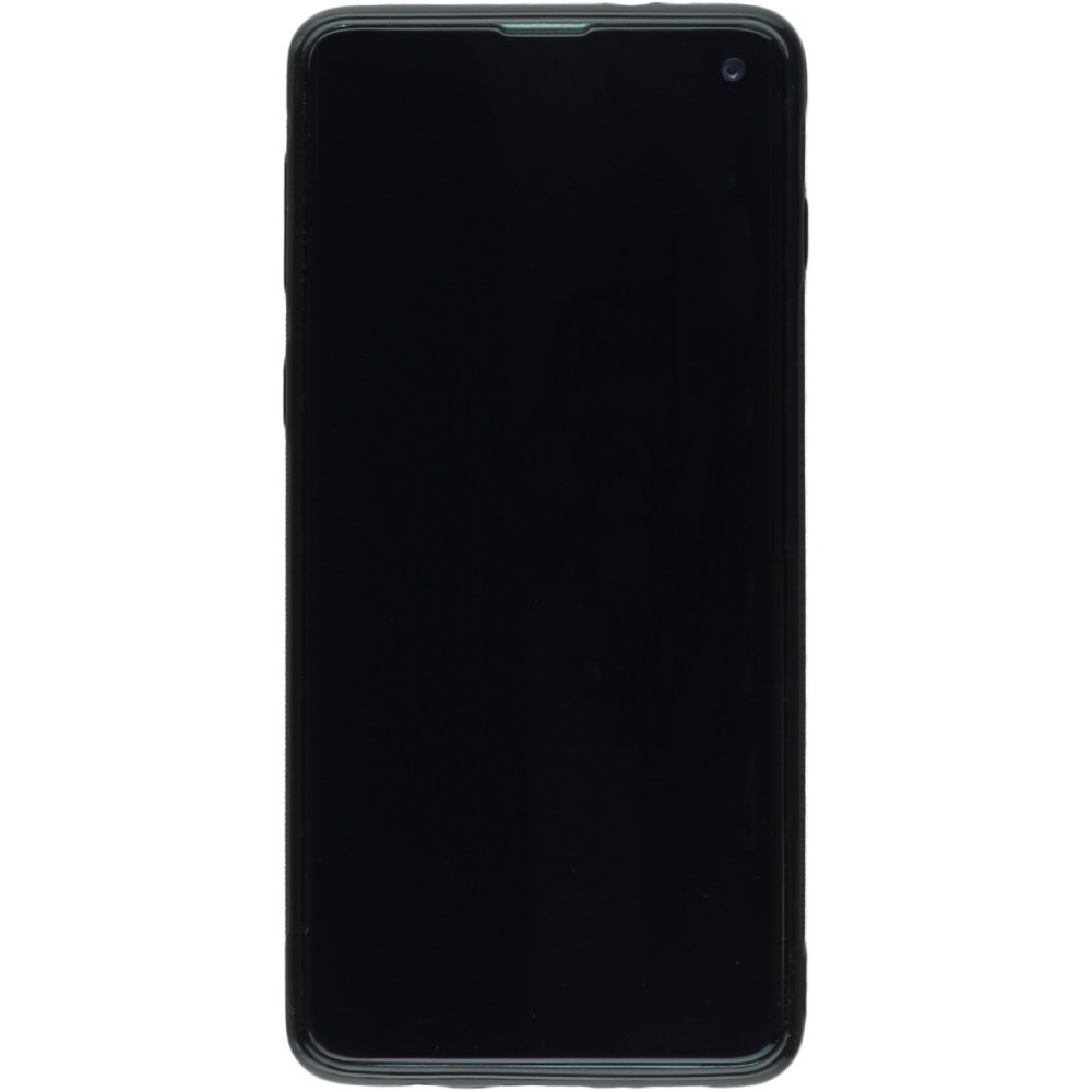Coque Samsung Galaxy S10 - Silicone rigide noir Marble Rose Gold