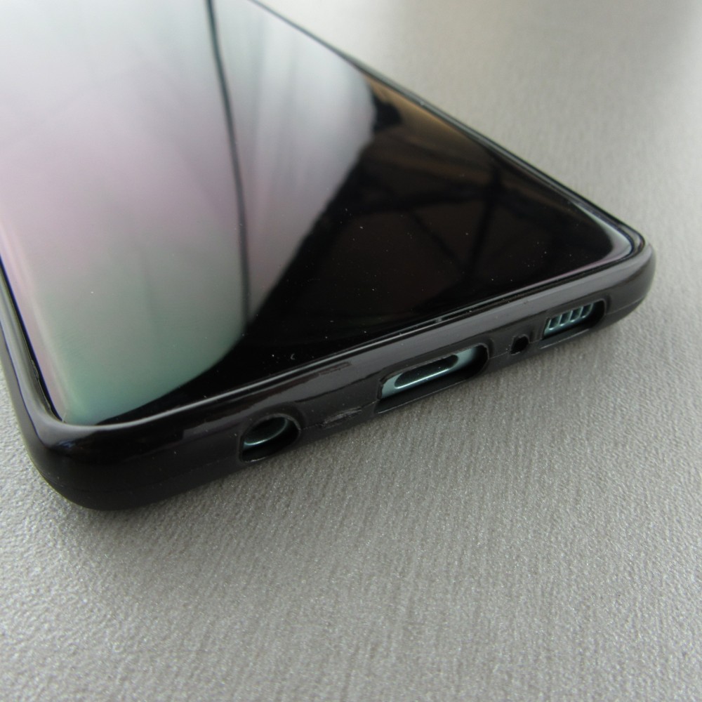 Coque Samsung Galaxy S10 - Silicone rigide noir Cat Looking Up Black