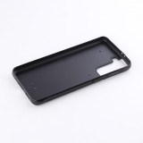 Coque Samsung Galaxy S21 5G - Silicone rigide noir Cat Looking Up Black