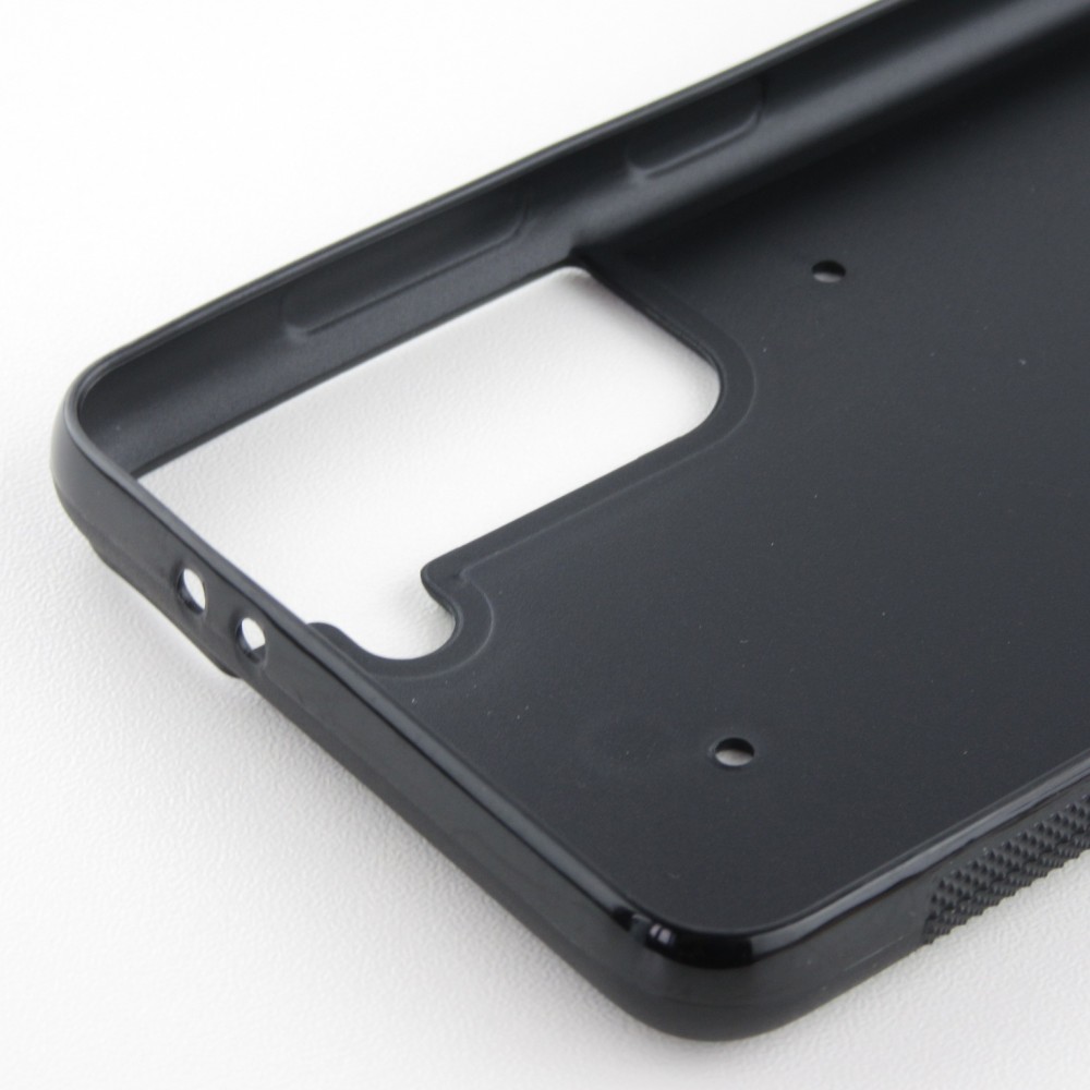 Coque Samsung Galaxy S21 5G - Silicone rigide noir Cat Looking Up Black