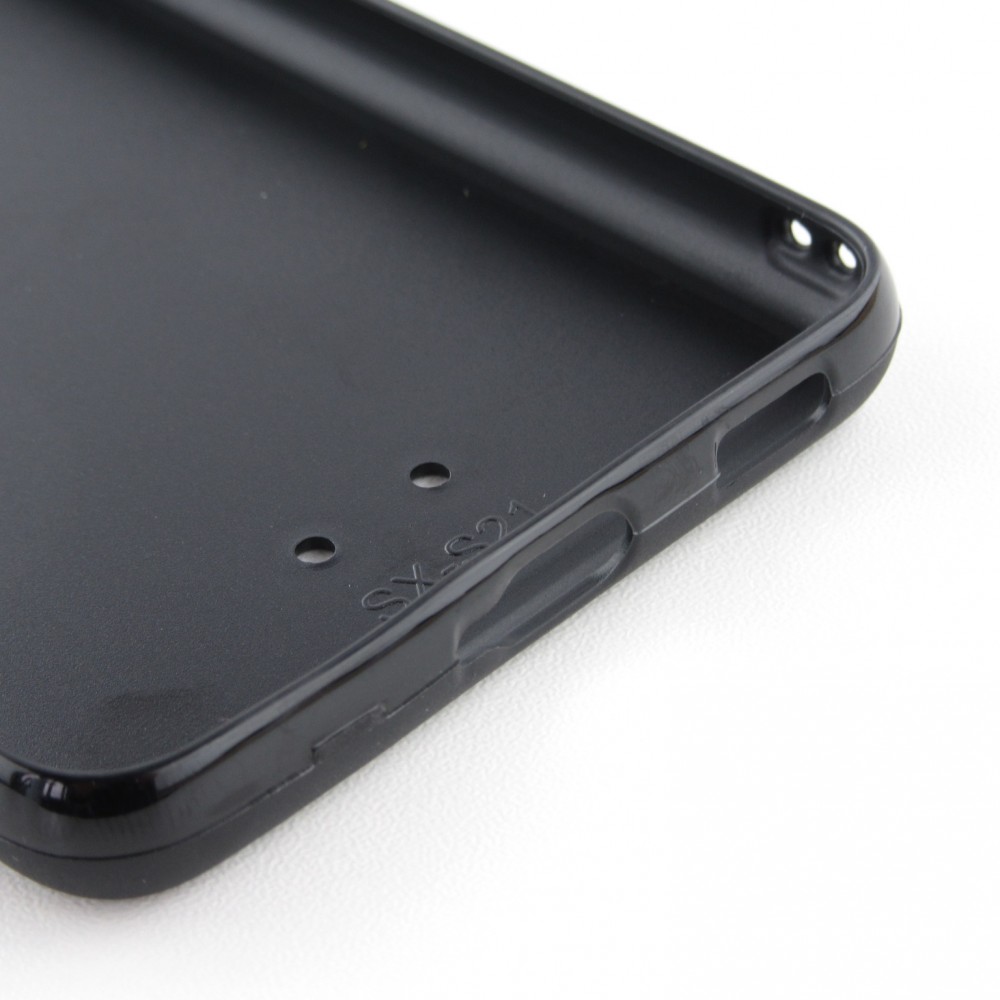 Coque Samsung Galaxy S21 5G - Silicone rigide noir Cat Looking Up Black